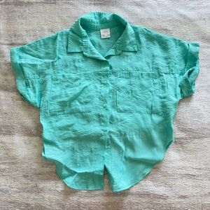 Zara Kids Aqua Button Down Shirt, Size 10